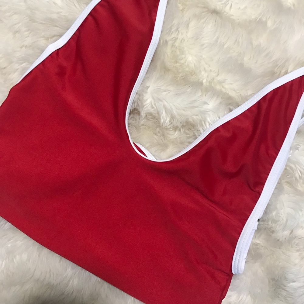 Red & white white one piece